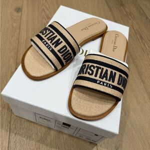 Christian Dior Black and Tan Slide Sandals